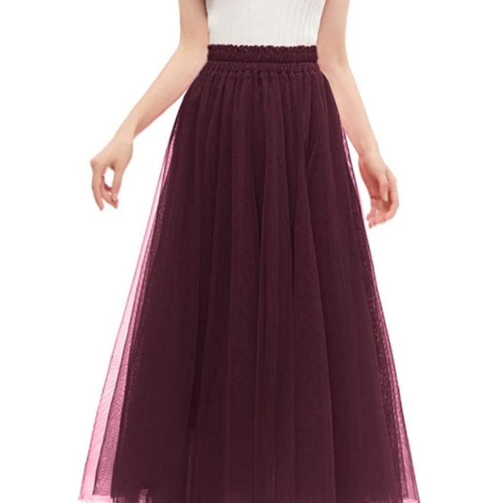 Burgundy Tulle Skirt